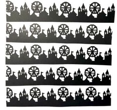 FAIRGROUND, AMUSEMENT PARK BORDER SILHOUETTE DIE CUT/ CUTS, IRIDESCENT OR BLACK