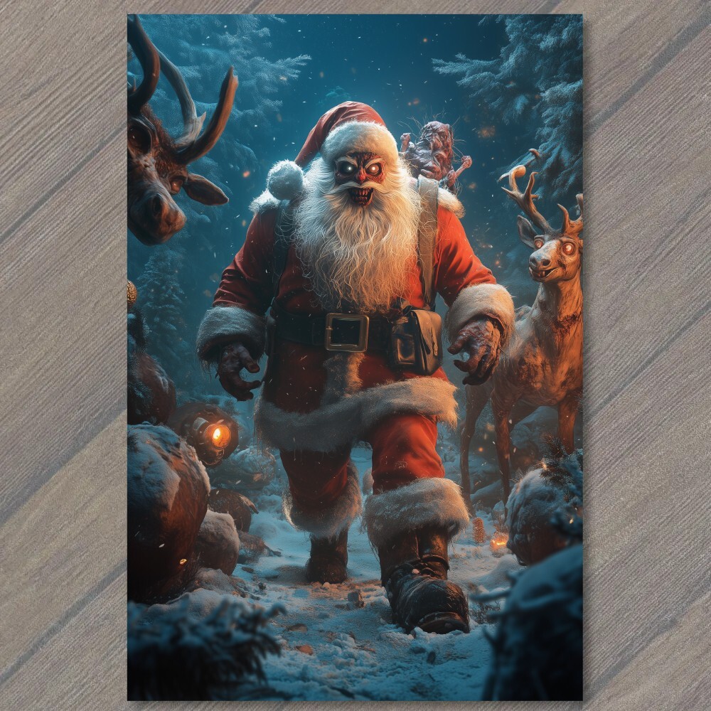 STICKER Scary Santa Claus Evil Grin Red Eyes Christmas Horror Holiday Crazy