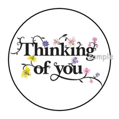 30 FLORAL THINKING OF YOU ENVELOPE SEALS LABELS STICKERS 1.5″ ROUND GIFTS LOVE