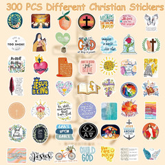 Jesus Christian Stickers for Journaling, 300PCS Bible Verse Faith Wisdom Words D