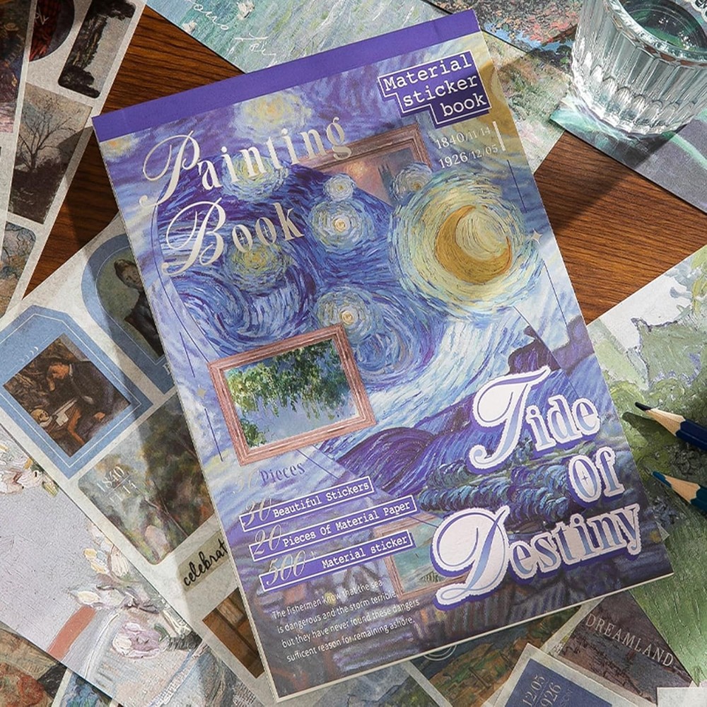 Oil Painting Stickers and Paper for Scrapbook & Journal – (50) Pages