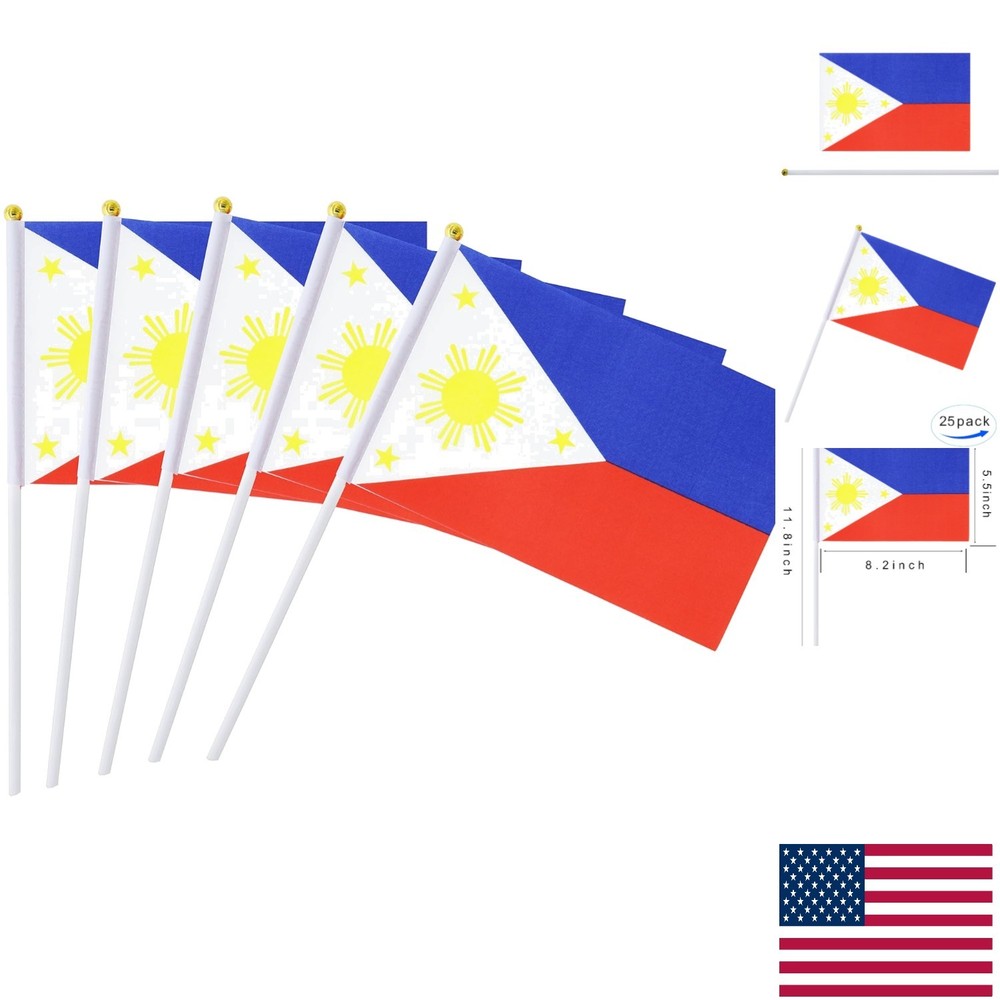 Vibrant 25 Pack Handheld Philippines Flags – Perfect for Parties & Celebrations