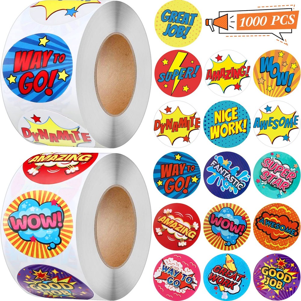 1000 Pcs 1 Inch Superhero Incentive Stickers for Teacher Motivational Reward