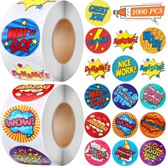 1000 Pcs 1 Inch Superhero Incentive Stickers for Teacher Motivational Reward