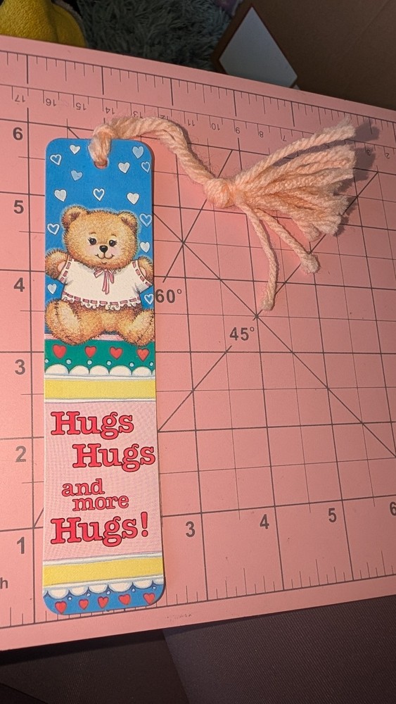Vintage Bookmark Teddy Bear Hugs Sunshine Thoughts 1985 Antioch H717 80s