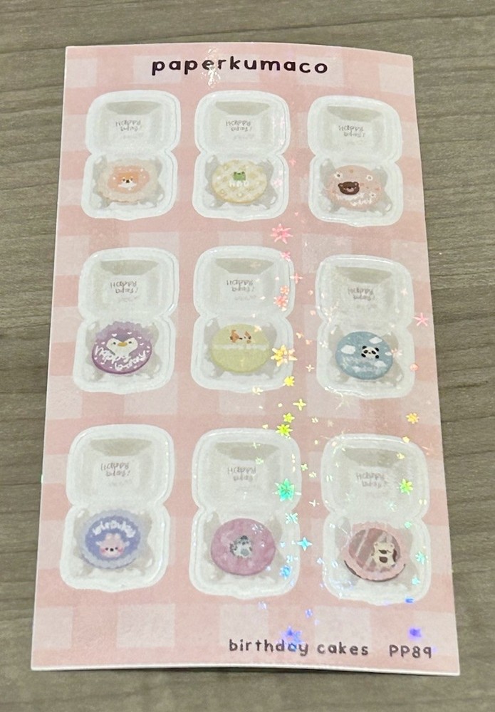 NEW PaperKumaCo “Birthday Cakes” 🎂 Sticker Sheet Paper Kuma Co Stickers