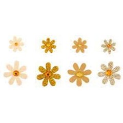 90pc Paper Glitter Gem Flowers Set – Tan Brown/Gold