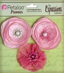 Petaloo Floral Embellishments «Fabric Flowers» 3 pcs Pink 1607-121