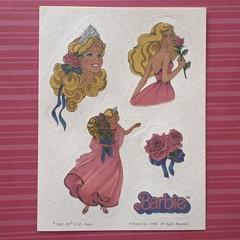 Vintage 80s CTP 1983 Scratch & Sniff Matte Rose Barbie Sticker Sheet Roses Scent