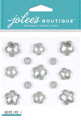 Floral Prizm Clear Silver Flower Bling Gems Jolee’s Stickers Craft
