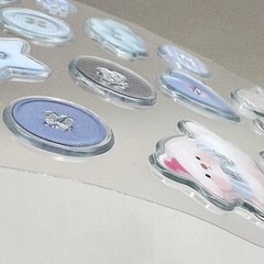Cute Epoxy Button Stickers Blue Junk Journaling Collage Scrapbooking