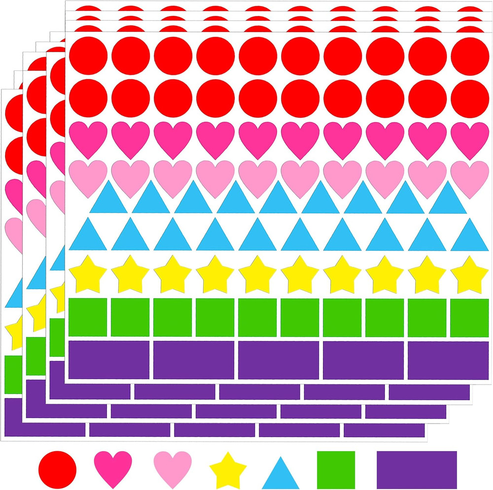 2016 PCS Multi-Shaped Color Coding Stickers 7 Colors 6 Shape Coding Labels Dot S