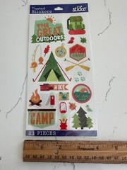 Sticko Themed Stickers 21PC Great Outdoors Fish Swim Hike Camp Tent Scrapbooking