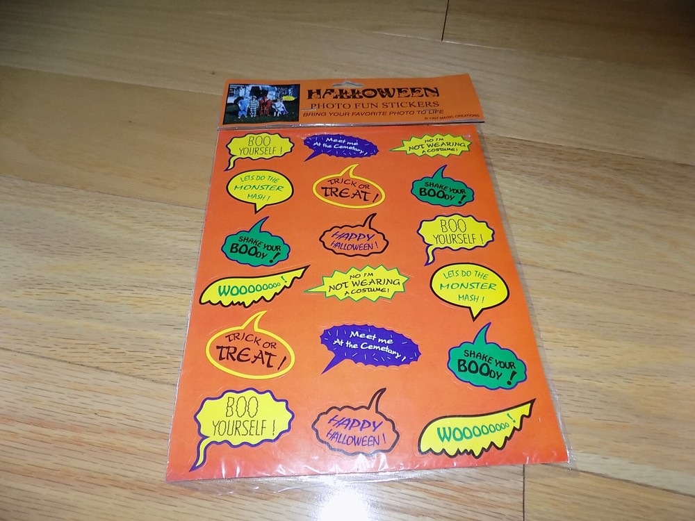 Halloween Paper Magic Group Vintage 1997 Stickers Sealed Sayings Photo Fun