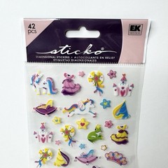 EK Success Sticko Dimensional Stickers Tiny Unicorn Fairy Tale Themed 42pc