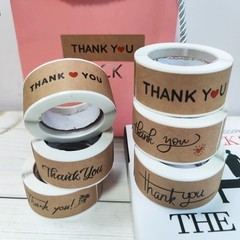 720 PCS 1″ x 3″ Thank You Stickers Rectangle Gift Seal Kraft Paper Thank You