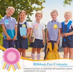54 Pieces Ribbon Awards Cutouts Blank Make Your Own Place 9 Colors Sport