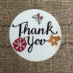 48 THANK YOU Round Stickers Flowers Multi-Color Gift Stickers 1” 6 Designs
