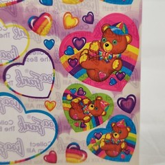 Lot of 2 Partially Used Lisa Frank Rainbow Teddy Panda Bear Stickers Vtg 1989