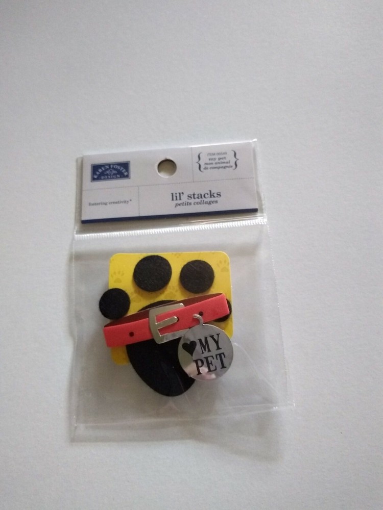 Crafts Karen Foster Lil’ Stacks 3D Stickers My Pet Paw Print Collar Tag Dog Cat