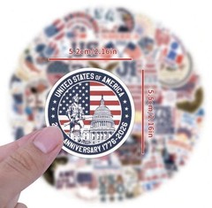 56 PACK USA AMERICA ANNIVERSARY 250 YEARS 1776 2026 Sticker Decal Bulk Lot Set