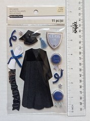 Graduation High School Graduate Black Cap Gown Scrapbook Stickers Recollections