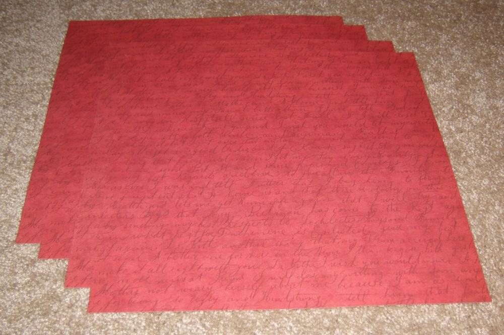 Daisy D’s Vintage Single Sided Scrapbook Paper(4)…. Script Garnet