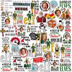 ELF CHRISTMAS DOODLE VARIETY DIE CUT VINYL 50 CT STICKER PACK