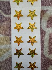 Vintage Hambly Studios prism/glitter Gold Star stickers partial Roll 103 mods