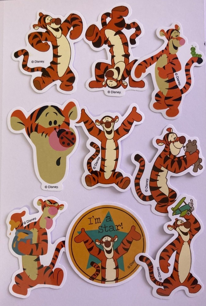 Lot of 9 Tigger Winnie The Pooh Stickers ~ Junk Journal Supplies Scrapbook