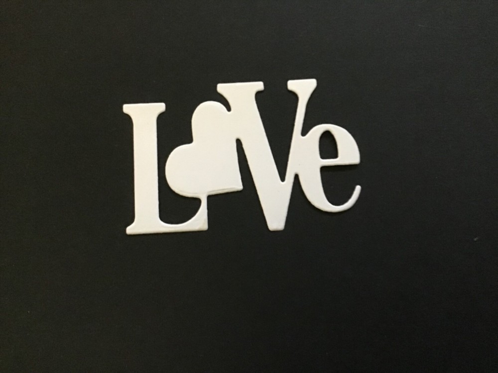 «Love» word die cut embellishments with heart Choose Color 6 pcs 1-1/2 x 2-1/2