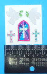 Glittery Doves Crosses Stainded Glass Window Sandylion Sticker Mod Sheet 2″x 2″