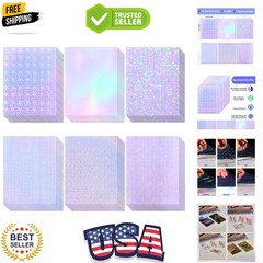 36 Sheets Holographic Sticker Paper, Clear Vinyl Lamination Sticker Film Self…