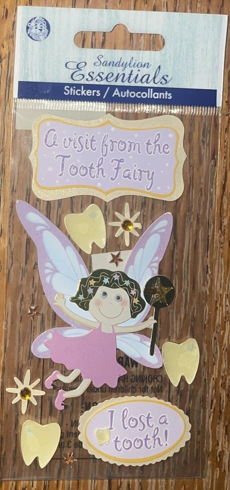 RARE Essentials Sweet A Visit From The Tooth Fairy Lost Teeth Scrapbook Stickers