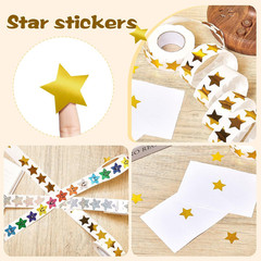 1000Pcs Gold Star Stickers – 1 Inch Holographic Self-Adhesive Metallic Foil Star