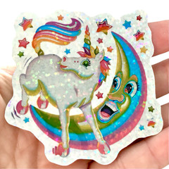 Retro Unicorn Prism Sticker 1980s Holographic kawaii Neon 1990sHolographic Decal