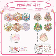10 Sets 3D Scene Stickers DIY Decorative Stickers Cute Isometric Sticker Kawaii