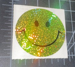 Vintage SandyLion Sticker Yellow Smile Face Smiley Prism 3 Squares