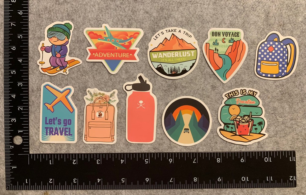 Lot of 10 Assorted Travel Adventure Road Trip Stickers
