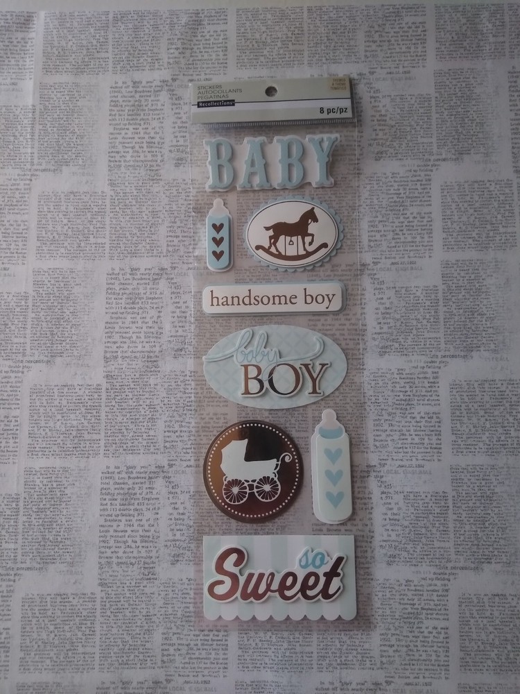 Recollections Scrapbook Stickers Baby Boy Handsome boy So Sweet Carriage