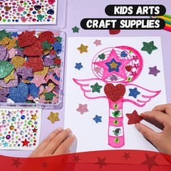 YGDZ Glitter Foam Stickers Set, Colorful Self Adhesive Stars Heart Gems Sticker