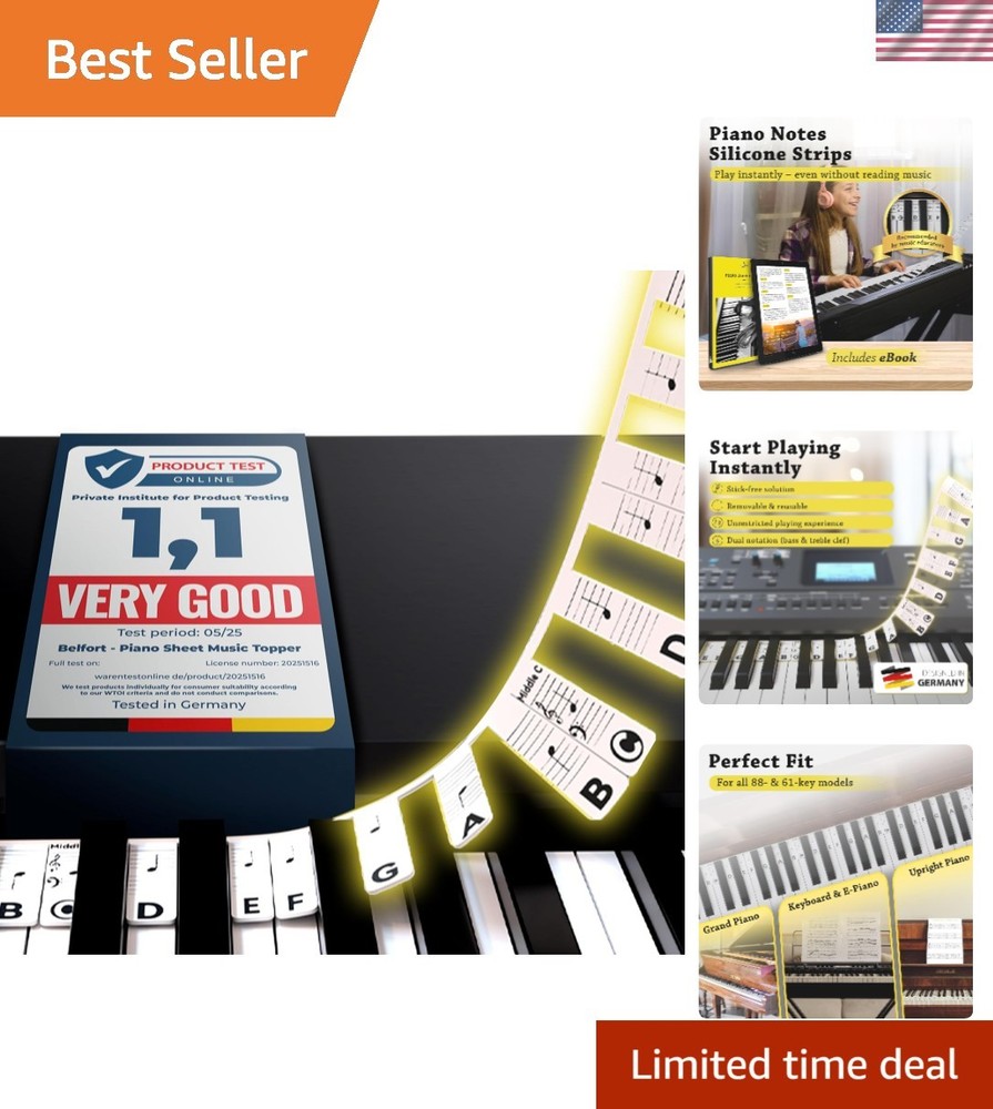 Flexible Removable Note Labels for 88-Key Pianos – Ideal for All Skill Levels