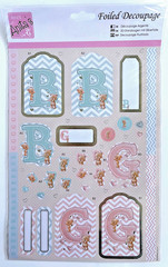 Anita’s Foiled Decoupage Baby Boy Girl Teddy Bear Hello Cardmaking 3pc Bundle