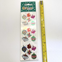 Vintage NOS SandyLion 1 Sheet of Christmas Ornament Stickers Foil Shiny Holiday