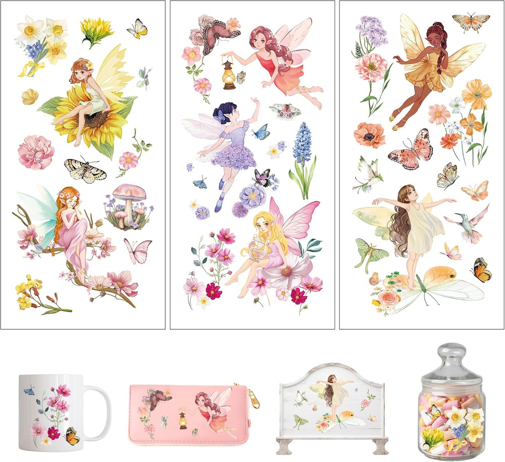 Fairy Rub on Transfers for Crafts and Furniture,Transfer Decals Stickers with El