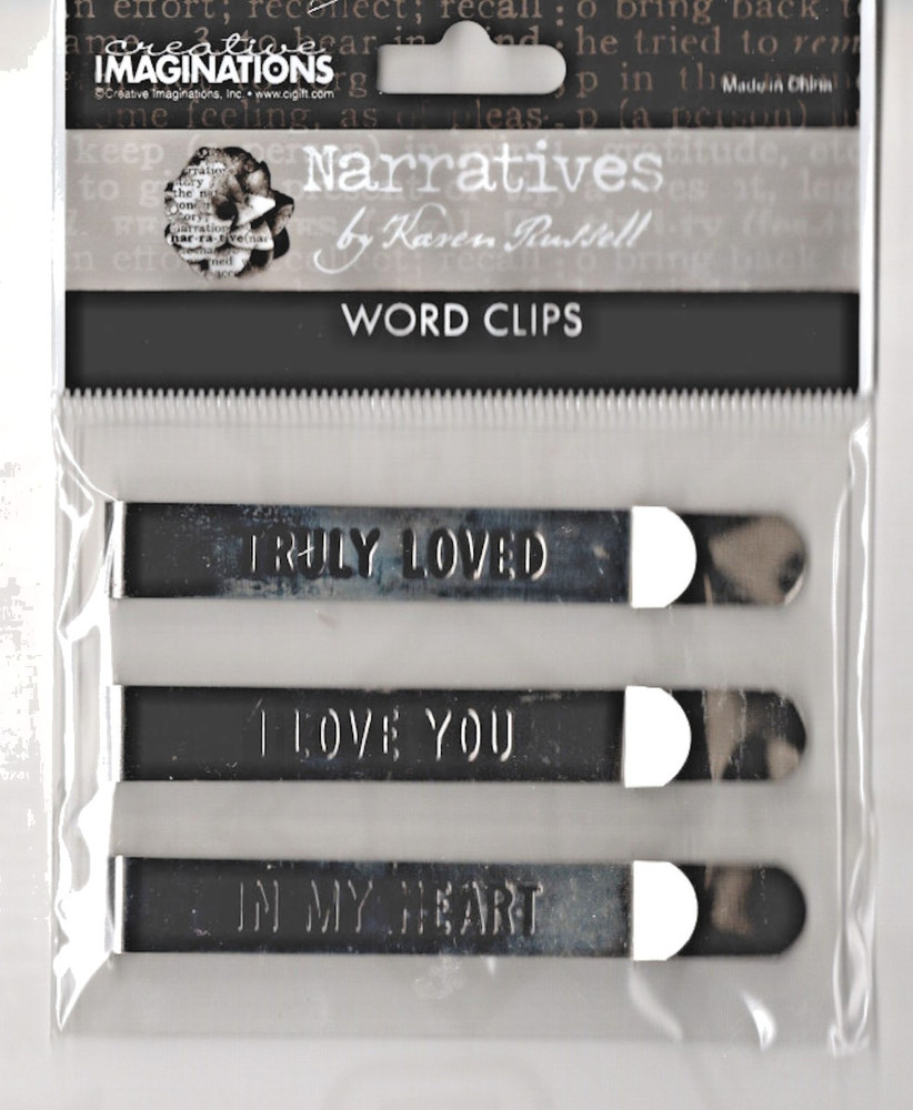 Narratives TRULY LOVED (3) LARGE METAL WORD CLIPS scrapbooking journals cardS
