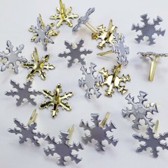 20 Pearl Shimmer Snowflake Brads 2 Shapes Winter Cardmaking Embellishment Crafts