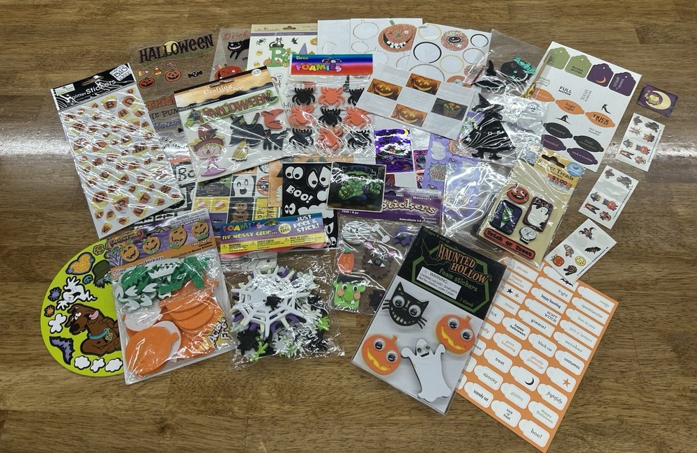 Huge Lot Of Halloween Stickers Scrapbooking Crafts Wood,Foam, Tread Ones Too!
