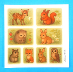 Woodland Animals Green Backing Sticker Sheet