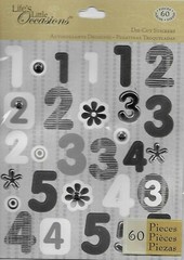 Numbers Black White Gray Flowers Silver Studs Die-cut K&Co Number Stickers